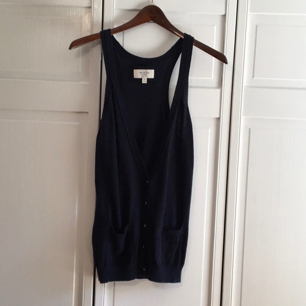 Blue Button-up Sweater Vest A&F